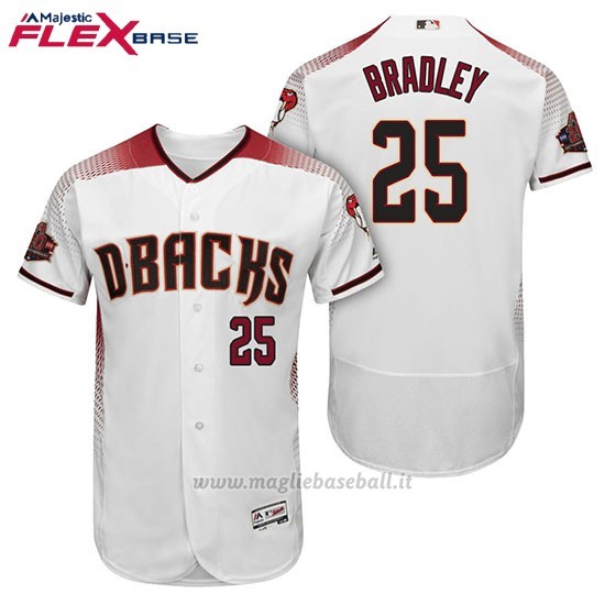 Maglia Baseball Uomo Arizona Diamondbacks 25 Archie Bradley Bianco Rosso 1ª20 Anniversario Flex Base